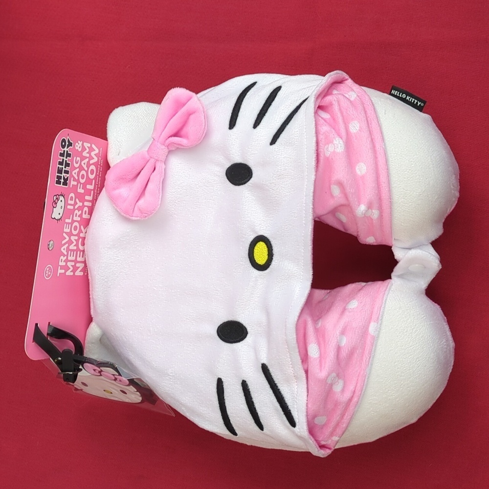 Hello Kitty Pink and White Hooded Neck Pillow Memory Foam - Picture 7 of 12